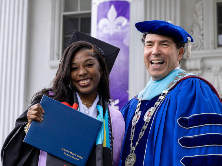 2024 Commencement Dr. Marc M. Camille and graduating student